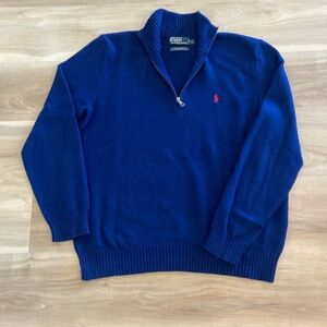 Men’s Polo by Ralph Lauren Blue Quarter Zip Size L